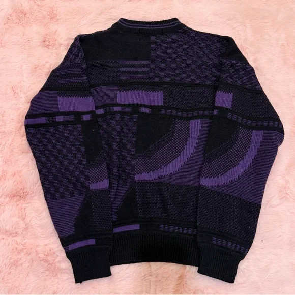 Vintage McGregor Purple & Black Mock Turtleneck Sweater - Picture 2 of 4